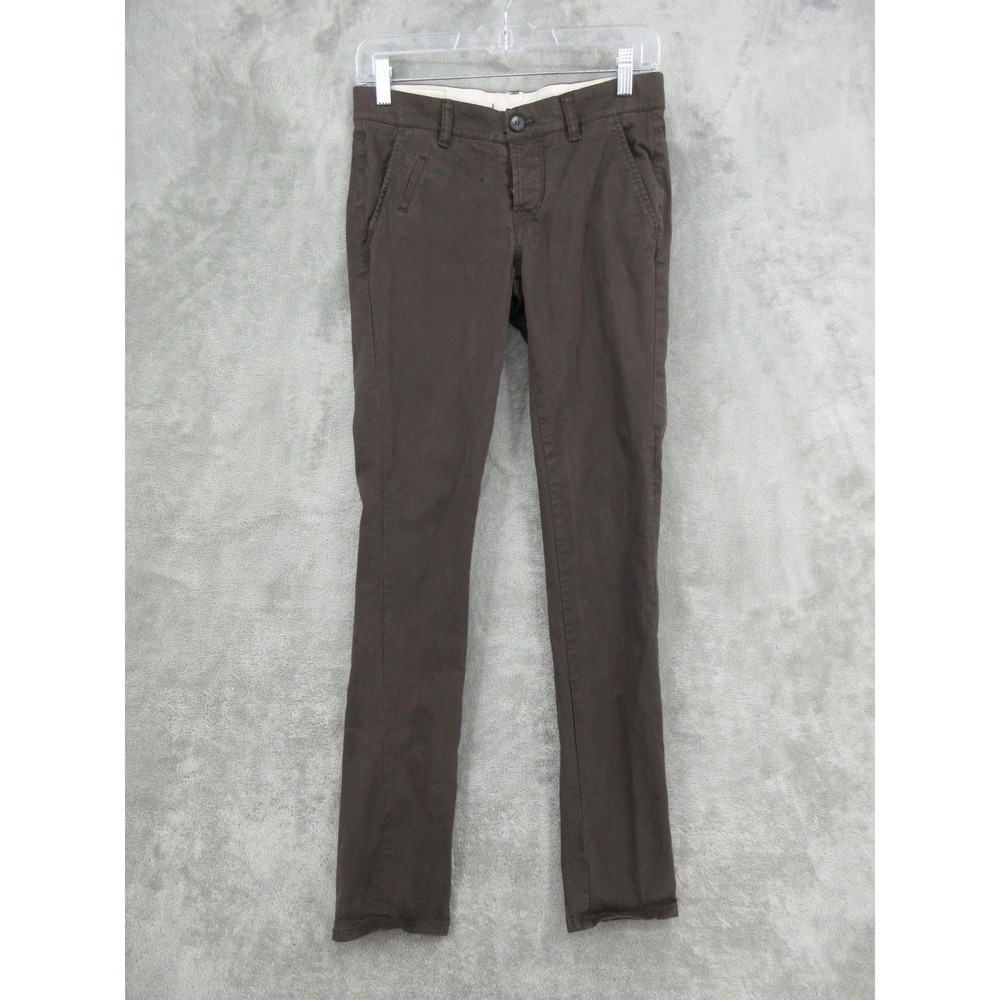 AllSaints Pants Womens Size 2 Brown Slim Straight Chino Trousers Minimalist Zip